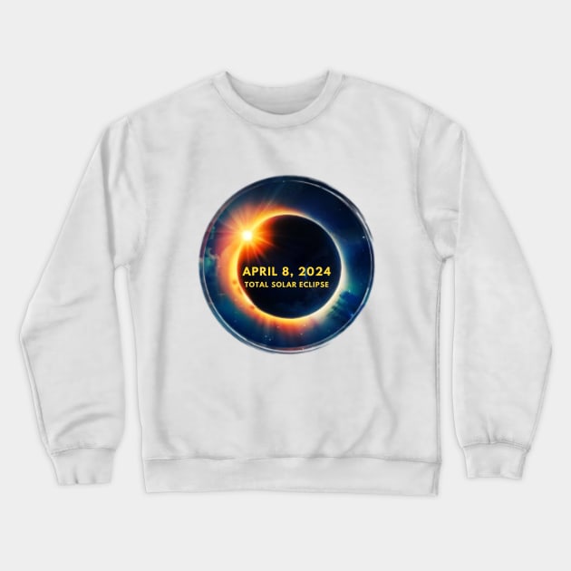 Solar Eclipse April 8 2024 Totality Sun and Moon Eclipse Crewneck Sweatshirt by Little Duck Designs